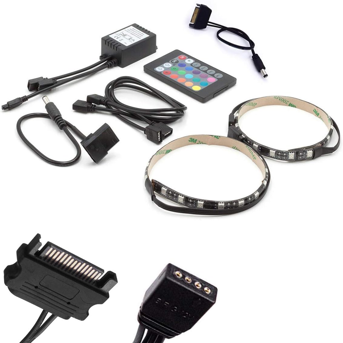 PC LED Strip RGB Lighting with Remote Controller SATA