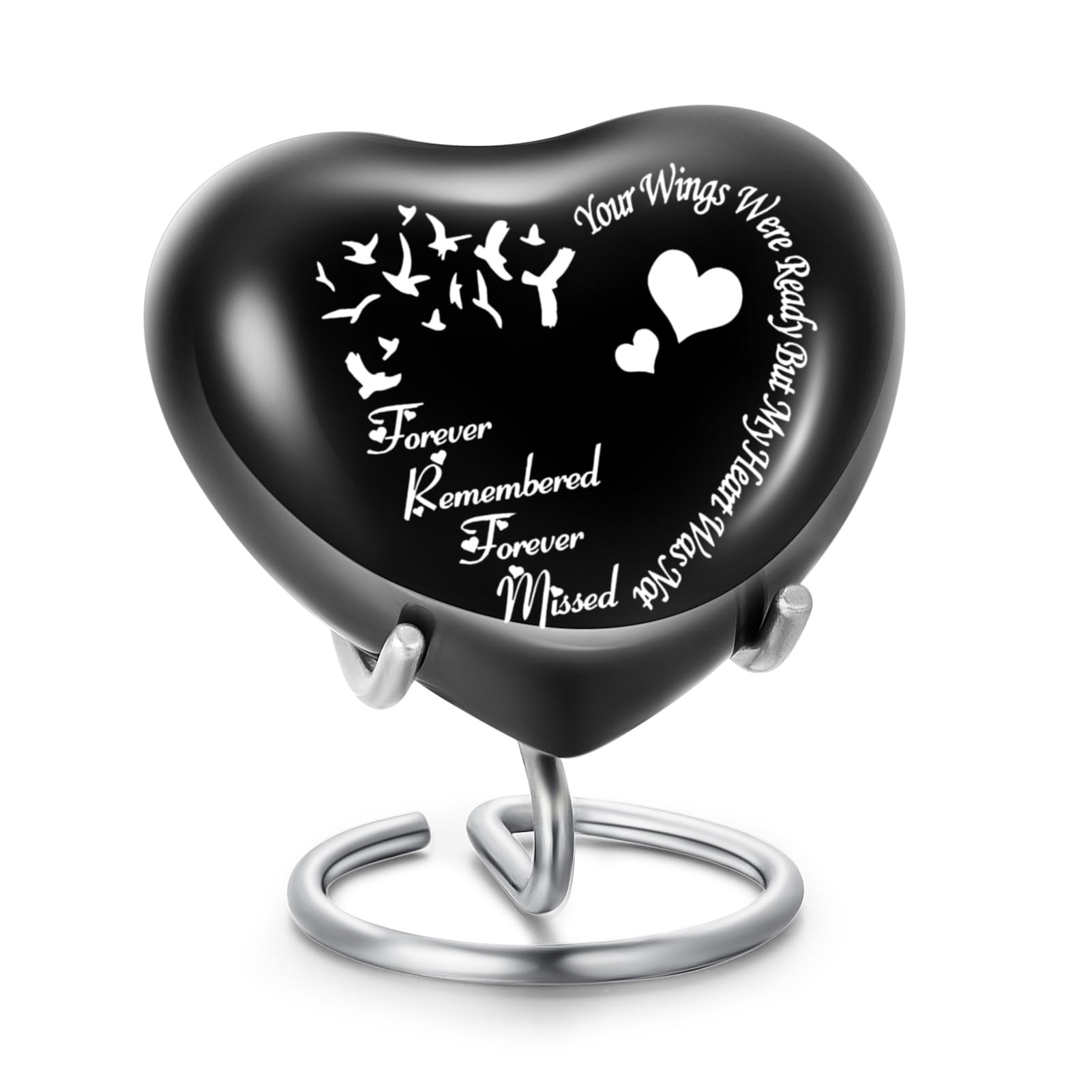 Pet Urn Memorial Container Jar Memorials Keepsake Pet Dog Cat Mini Urn Memorial Urn for Cremation Ashes (Bird-Black)