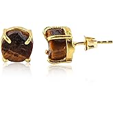 GemSymphony Raw Crystal Stud Earrings for Women, Natural Gemstone Jewelry, 14K Gold Plated Hypoallergenic Posts, Handmade Dainty Minimalist Earrings for Everyday Wear