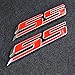 (Set of 2) Slant SS Grill Side Fender Trunk Emblem Badge Decal with Sticker for Chevrolet Chevy Camaro Impala Malibu Holden 2010 to 2025 [red Letter with Chrome Trim]