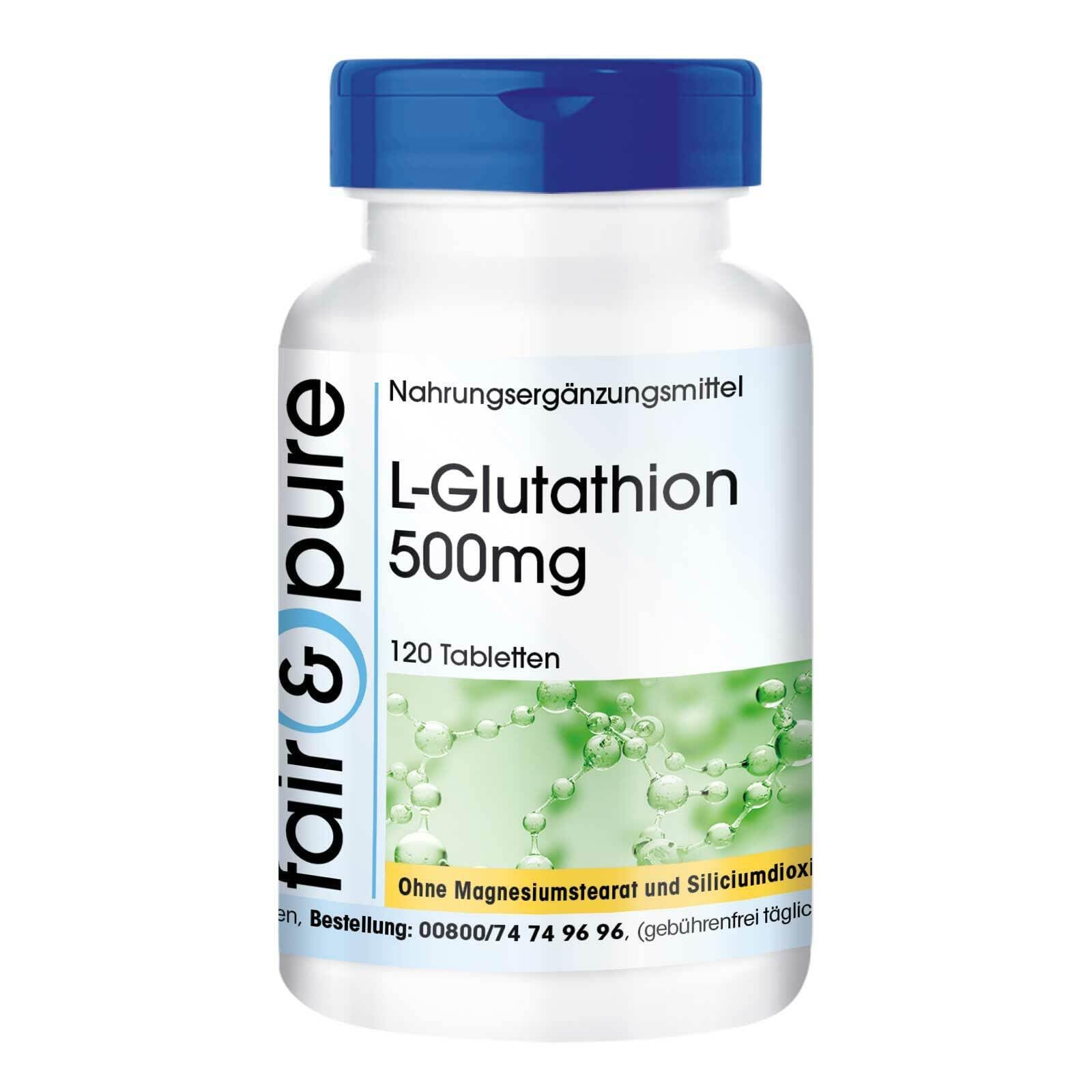 Mua Fair & Pure L-Glutathion 500mg, 120 Tabletten, reduziert, hochdosiert, Nahrungsergänzungsmittel vegan ohne Magnesiumstearat, in Deutschland hergestellt trên Amazon Đức chính hãng 2026