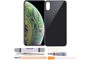Back Cover Glass Replacement Compatible with iPhone Xs 6.1 inches with Repair Tool Kits (Black)