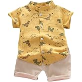 Betadog Toddler Boy's Cotton Short Sleeve T-Shirt and Short Set 2-7Y T-Shirt and Mesh Shorts (Yellow, 12-18 Months)