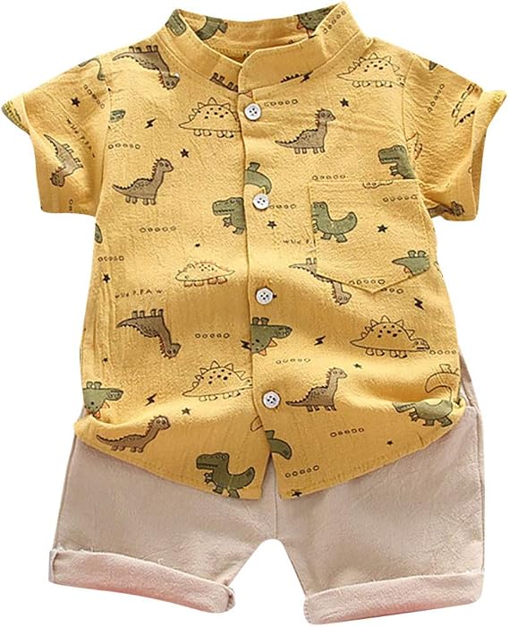 Amazon Co Jp Mjhaiueh ベビー服 男の子 セットアップ 子供服 半袖 シャツ 恐竜 ショートパンツ 赤ちゃん 服 上下セット おしゃれ ベビースーツ 夏 サルエルパンツ キッズ ボタンシャツ 無地 半ズボン ゆったり フォーマルスーツ 入園式 卒園式 服 ファッション小物