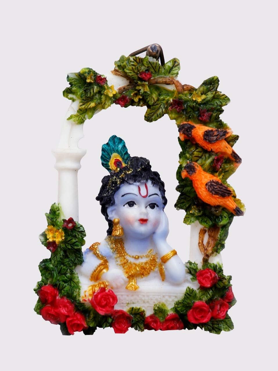 Sri Krishna Culture- Hand Crafted Baby Krishna at Window (Small Wall Hanging) -Hindu God and Goddess Idol/Statue/Murti/Figurine-Polyster Resin-Multicolour-Showpieces for Gifting and Home Decor