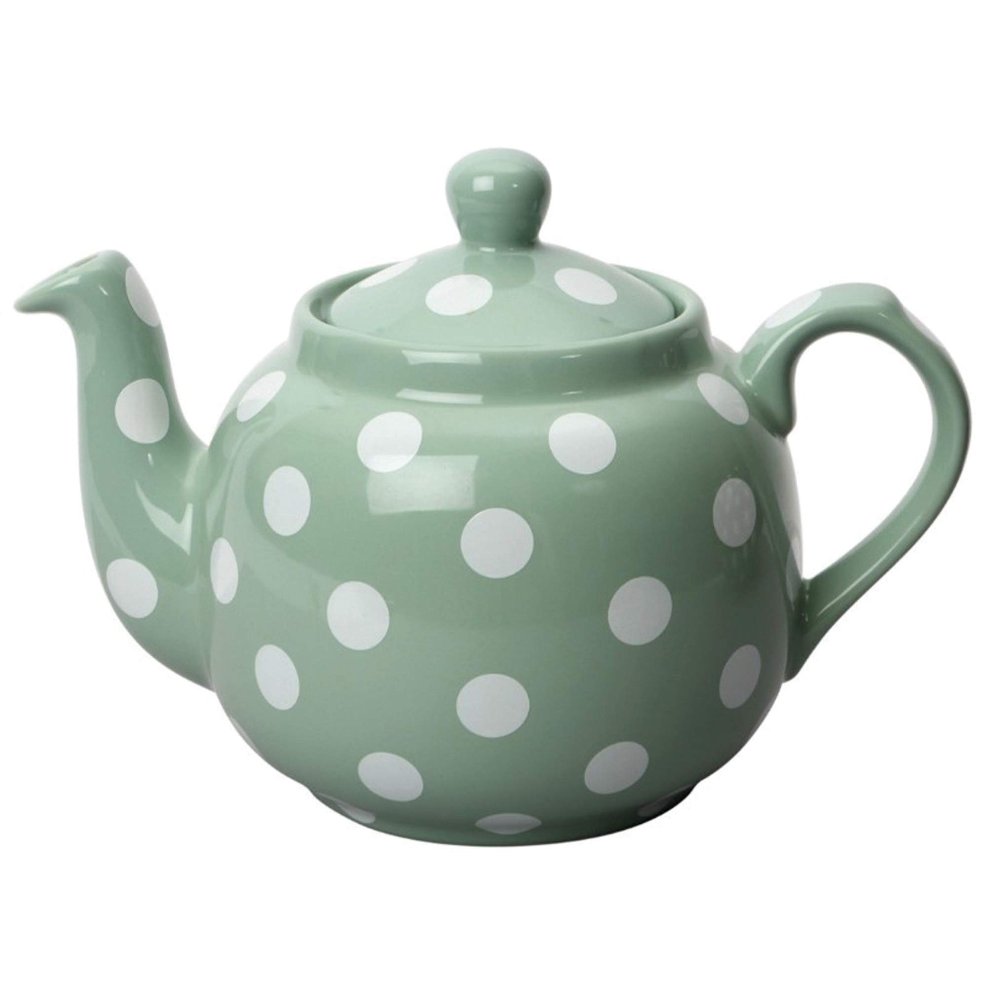 London Pottery Farmhouse Polka Dot Teapot with Infuser, Ceramic, Emerald/White, 4 Cup (1 Litre)