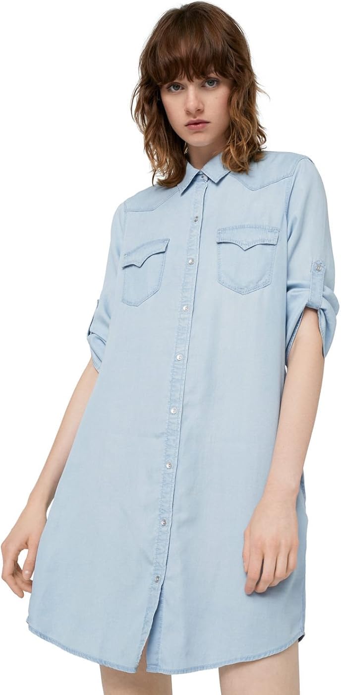 mango pocket denim shirt dress