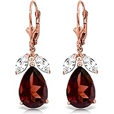 Galaxy Gold GG 14k Solid Gold Leverback Earrings with Garnet and White Topaz