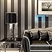 QIHANG Modern Minimalist Non-Woven Vertical Stripes Wallpaper Roll Black Gray 0.53m*10m=5.3㎡