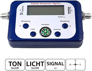 Venton Sat Finder Messgerat Digi Pro I Satfinder Mit Satellitenerkennung Fur Satellitenschussel Lnb Antennen Und Camping Anlagen I Sat Messgerat Mit Lcd Display Tonausgabe I Sat Finder Digital Amazon De Elektronik Foto