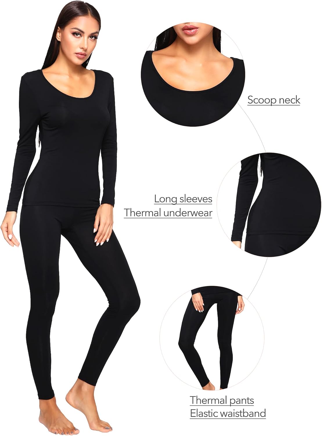 WiWi Women's Ultra Soft Bamboo Underwear Long Johns Sets Lightweight Pajamas Set Base Layer Top with Bottoms S-3X at  Women’s Clothing store
