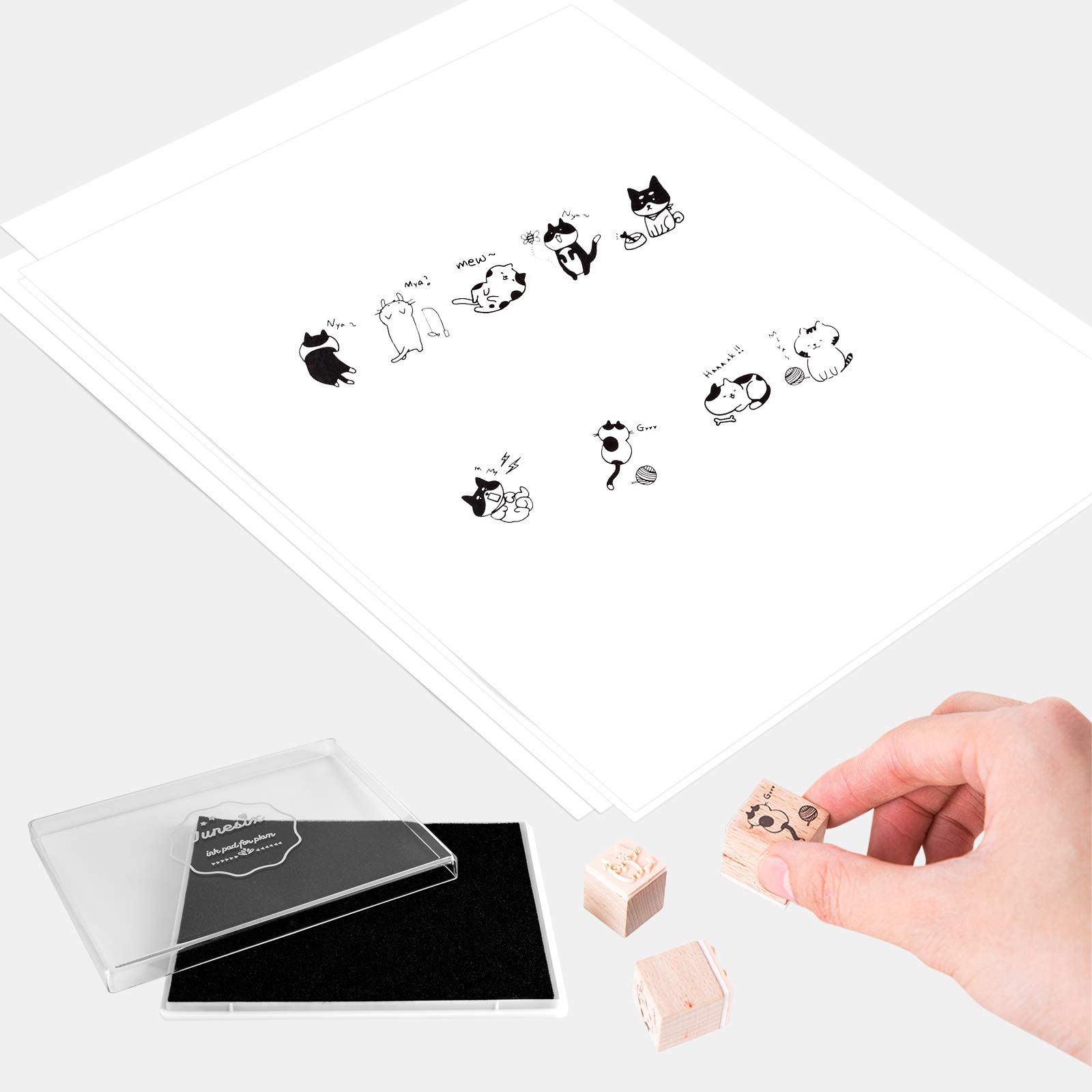 Ink Pad, 5x4'' Washable Stamp Ink Pad for Kids, Black