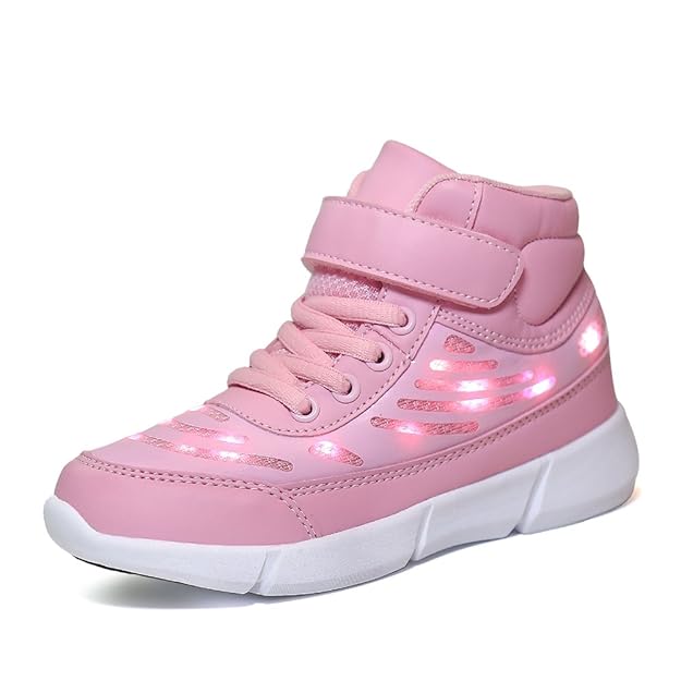 Dannto Kinder LED Schuhe Leuchten Sportschuhe Leuchtschuhe Blinkschuhe USB Aufladen Farbwechsel Sneakers Turnschuhe für Mädch