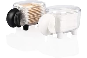 Agirlvct 2 Pack Cotton Ball Holder Dispenser,Acrylic Qtip Containers Storage Organizer, Bathroom Vanity Canister for Swab Floss Bedroom Birthday Christmas Gift for Girl Friend (Cute Sheep)