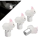 I3DIDEA Glow in The Dark Tire Valve Caps-4 Pieces Cute Animal Auto Exterior Accessories for Men/Women, Fun Tire Accessories Universal Fit for Most Car Motorcycles Trucks Bicycles. (Rabbit)