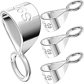 Deozu 4 Pcs 925 Sterling Silver Pendant Clasp for Necklace, Necklace Pendant Clasp, Jewelry Making Supplies, Bails for Jewelry Making, Bracelet (Silver)