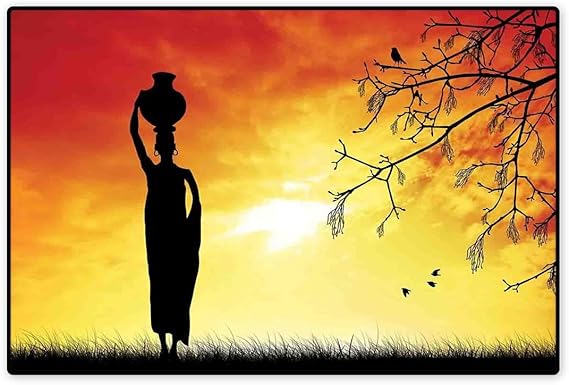 Alfombra para puerta africana con diseño de mapa de Safari con jirafa