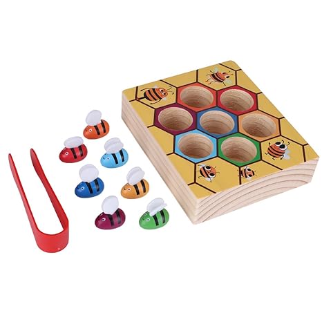 Zerodis Holz Bienen Spielzeug Klippkasten Montessori Geburtstag Weihnachtsgeschenk Pädagogisches Lernspielzeug für Kinder Bab