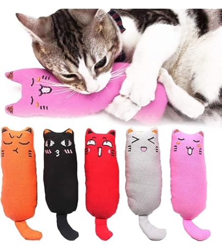 Andiker Catnip Toy For Cats, Cute Bamboo Shapes With Soft PP Cotton Bite-Resistant Cat Chew Toy With Catnip And Crinkle Paper Entertaining Interactive Cat Toy For Indoor Cats And Kitten (Cactus