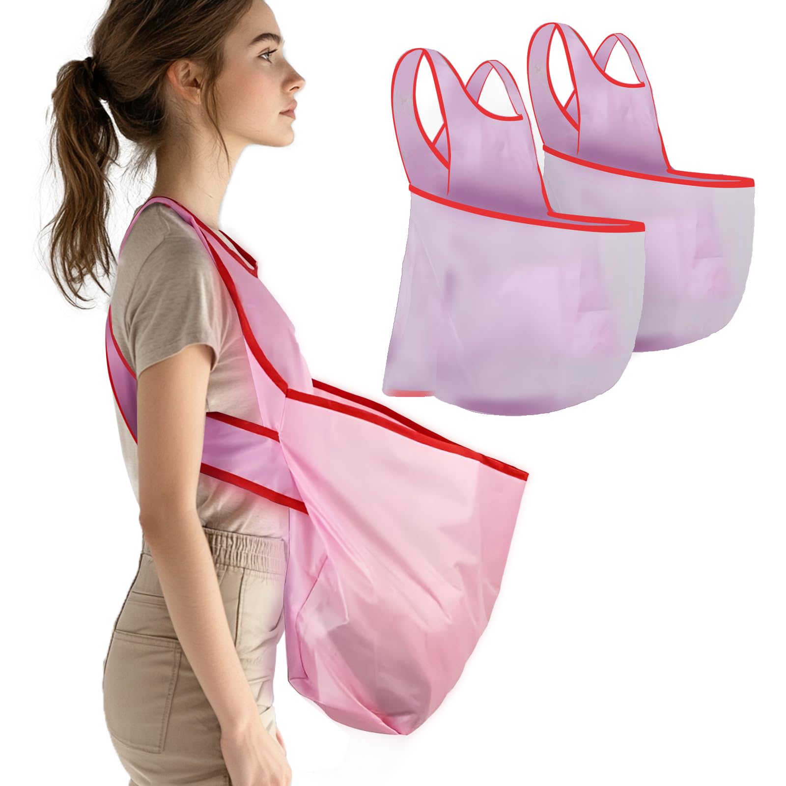 Sahunfri 2 Pack Laundry Apron with Pouch, Waterproof Clothes Drying Apron, Large Capacity Cleaning Apron for Gardening Laundry