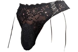 aishani Men's Silky Lace Thong Pouch Panties Briefs Bikini Underwear