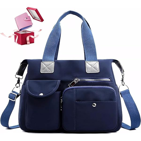 Bolso De Mano De Lona Con Múltiples Bolsillos Para Mujer, Bolso Cruzado