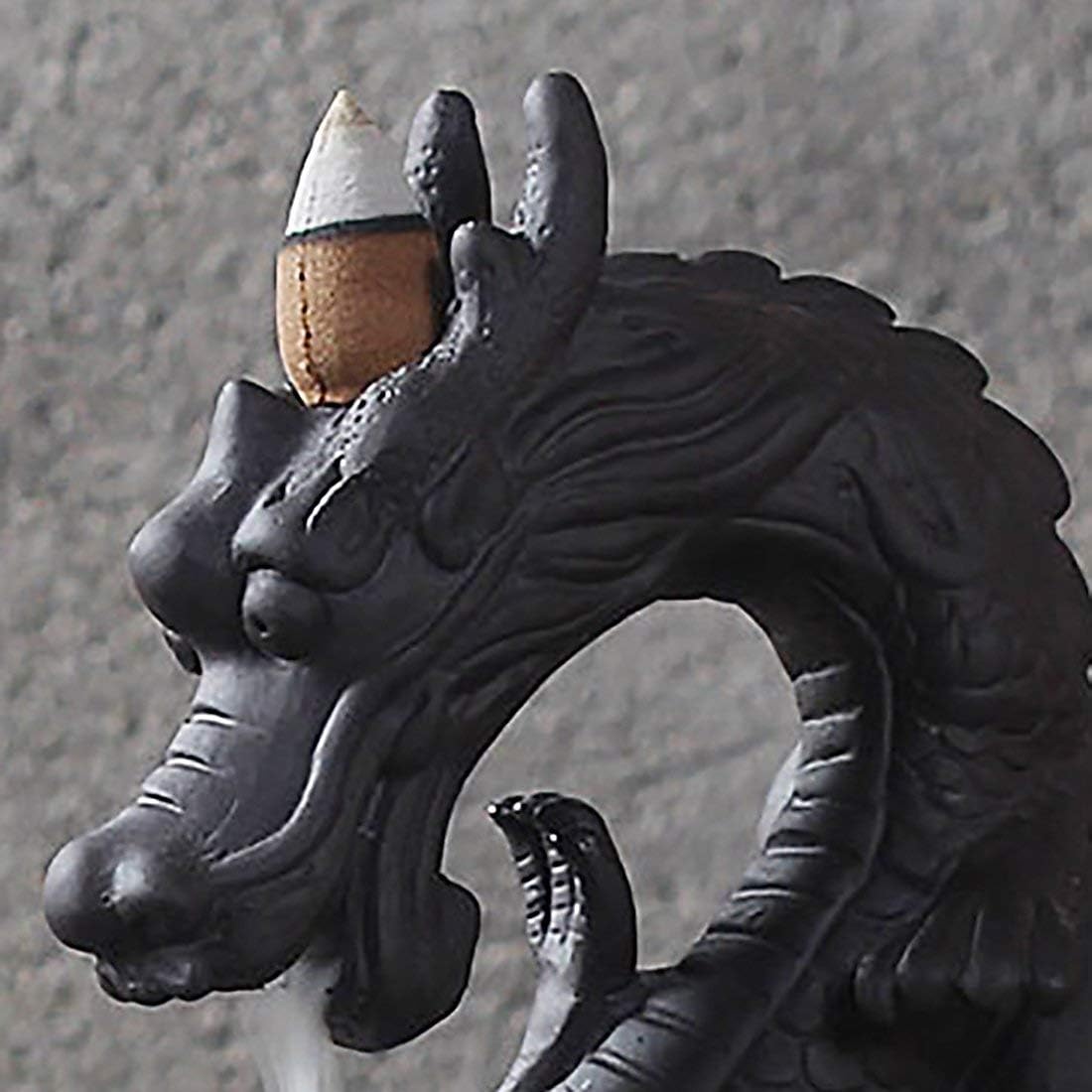 Dragon Backflow Incense Burner with 10pcs Backflow Incense Cone, Home Ceramic Backflow Incense Cone Holder Burner with Beads - Image 3