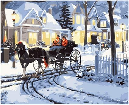 XXSCZ Malen nach Zahlen Winterlandschaft Zeichnung auf Leinwand