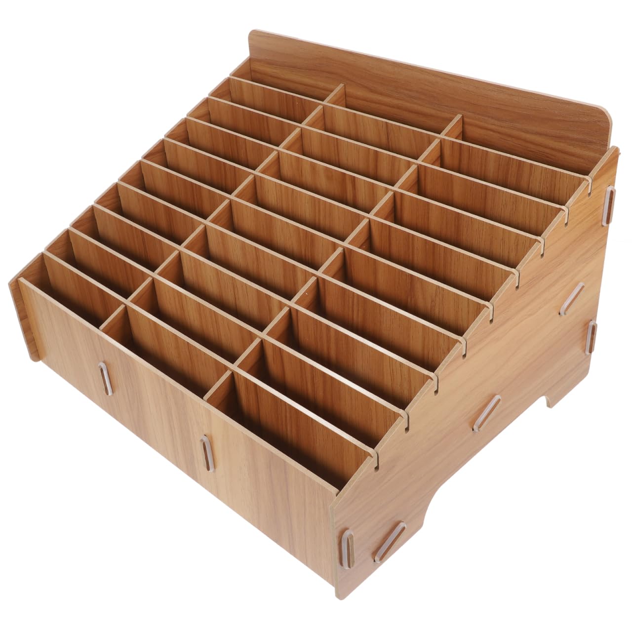 Operitacx Wooden Mobile Phone Storage Box 30 Slots Desk Organizer Multi-Compartment Phone Holder for Classroom Meeting Room Office Desktop Storage Case