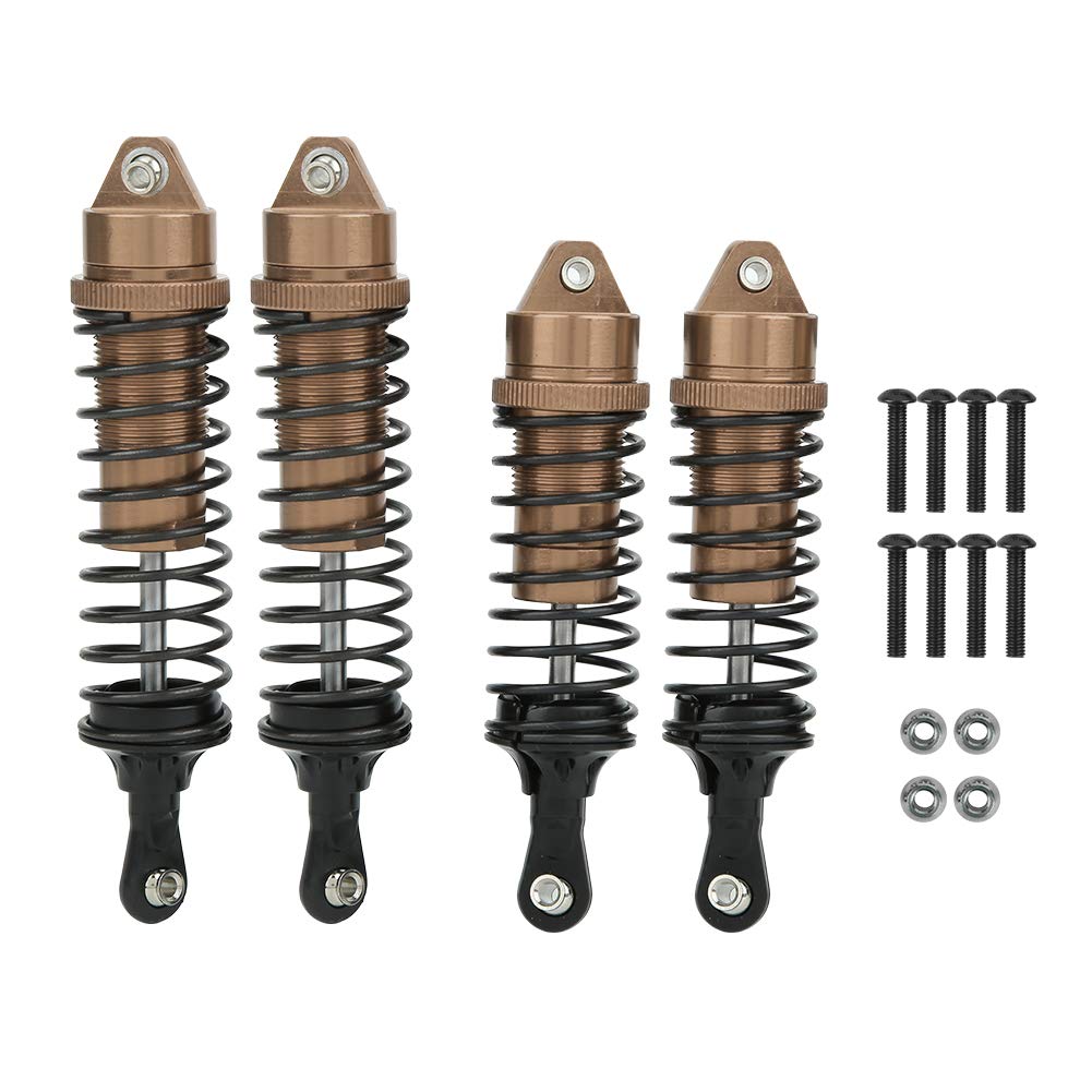 VGEBY RC Car Damper, 4Pcs Aluminum Alloy&Metal 1:10 Scale Remote Control Front/Rear Shocks Struts Damper RC Car Spare Upgrade Parts for 1/10 SLASH RC Car(Light Coffee) Car Model Accessories