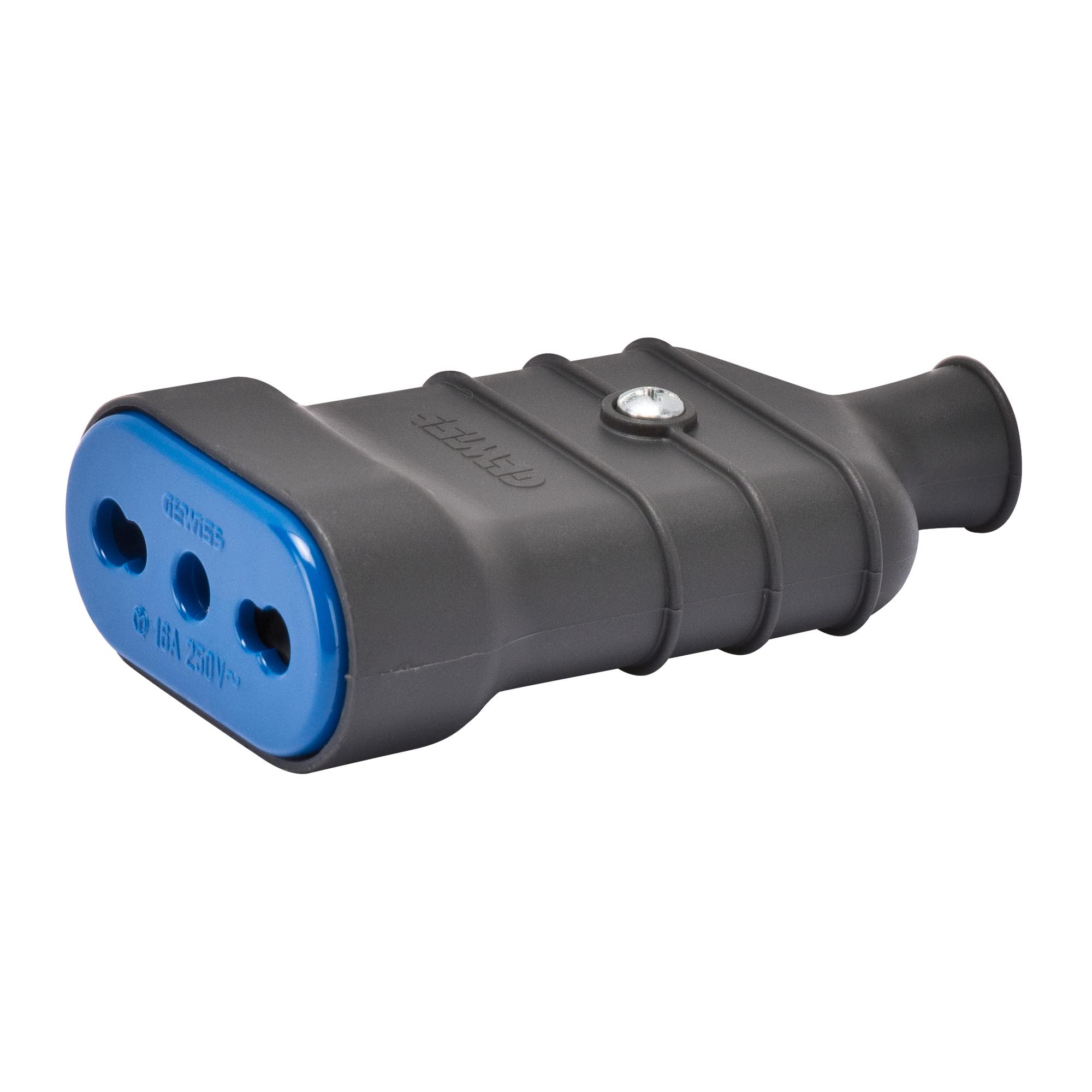 Gewiss Mobile Socket, Italian Standard, 2P+T 10-16A 250V AC, Bivalent Type P17-11, Slate
