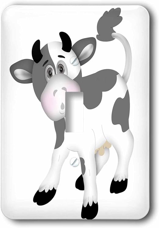 Amazon Co Jp 3dローズanne Marie Baugh イラストかわいいグレーとホワイトcow Illustration 照明 スイッチカバー シングルトグルスイッチ Lsp 1 Diy 工具 ガーデン