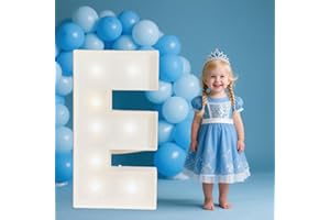 PRELIFE MEMORY 3FT/36 Inch Light Up Marquee Letter A-Z, Cold White Frame KT Board Plug-in KT Board with Bracket White LED Party Decorative Light Decoration for Birthday Party Anniversary (Letter E)