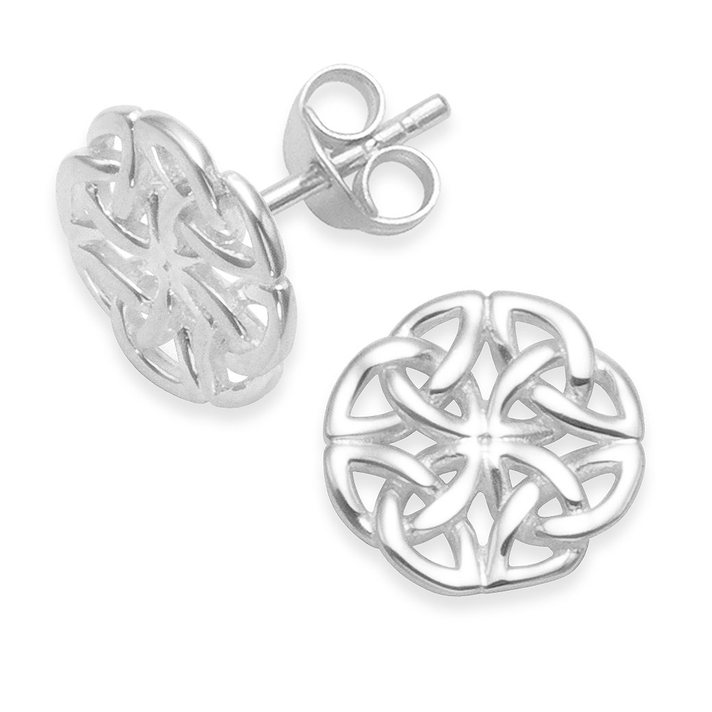 Sterling Silver Celtic Earring: SIZE: 10mm. Gift Boxed - Round Celtic stud earrings. 5428/B41HN