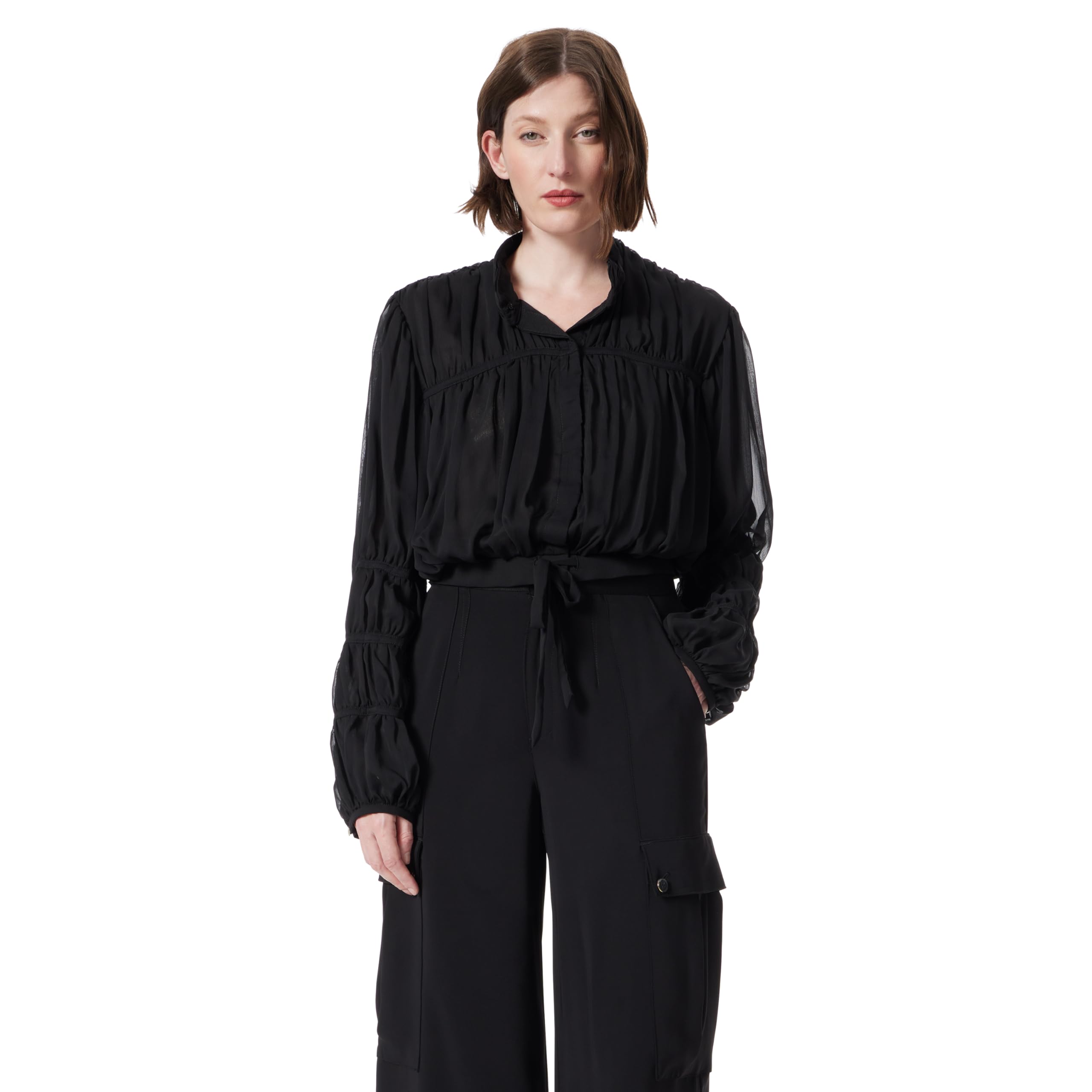 DO by Dee Ocleppo Womens Winona Chiffon Banded Rushed Blouse Standard