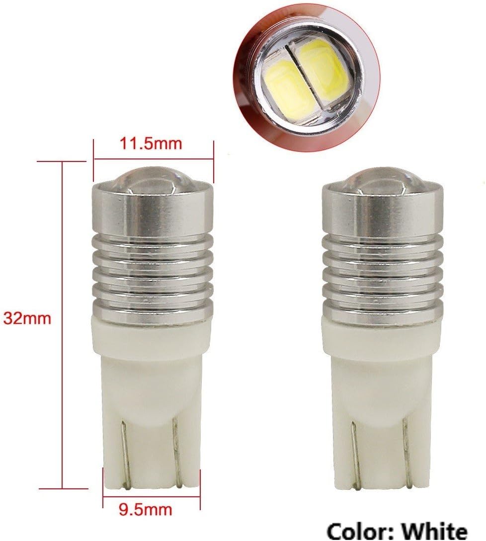 GCT White 2 SMD Projector Lens LED Car Interior Lamp & Exterior Light T10 Parking Bulb Light for Car & Bike (Set of Two)