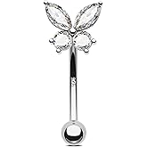 Jewseen 16g Rook Earrings 925 Sterling Silver Rook Piercing Jewelry Butterfly Cartilage Earrings Eyebrow Piercing Jewelry Lip Ring for Women