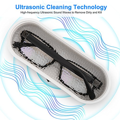 Ultrasonic Cleaner, Myriann Mini Cleaning Machine 300ml Tank for Jewelry Eyeglass Watches Business Commercial Home Use (Blue)
