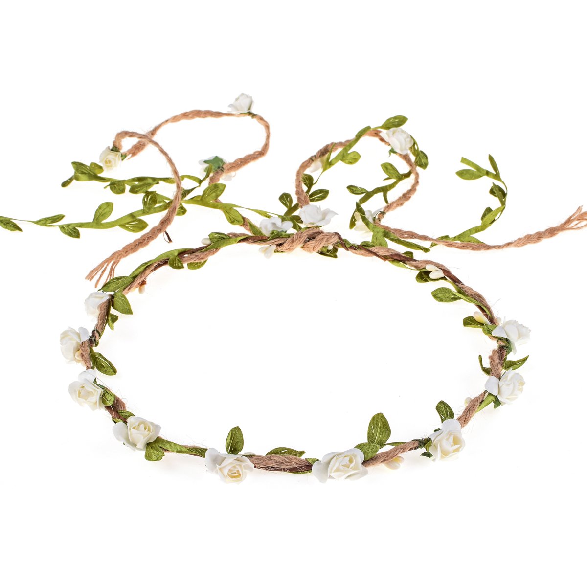 DDazzling Flower Crown Floral Wreath Headband Floral Garland Headbands photo props (Lvory) : Beauty