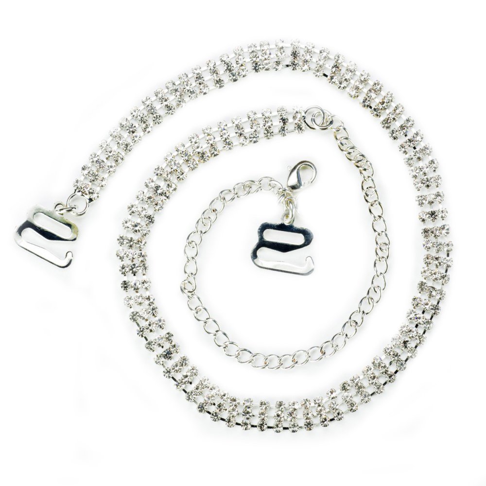 TreasureBay Diamante Bra Straps Crystal Triple Rows One Pair Clear