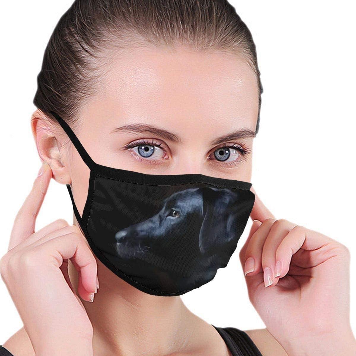Adjustable Anti Pollution Mask Washable Reusable Flat Dust Mask Unisex Mouth Face Mask,Black Labrador Dog