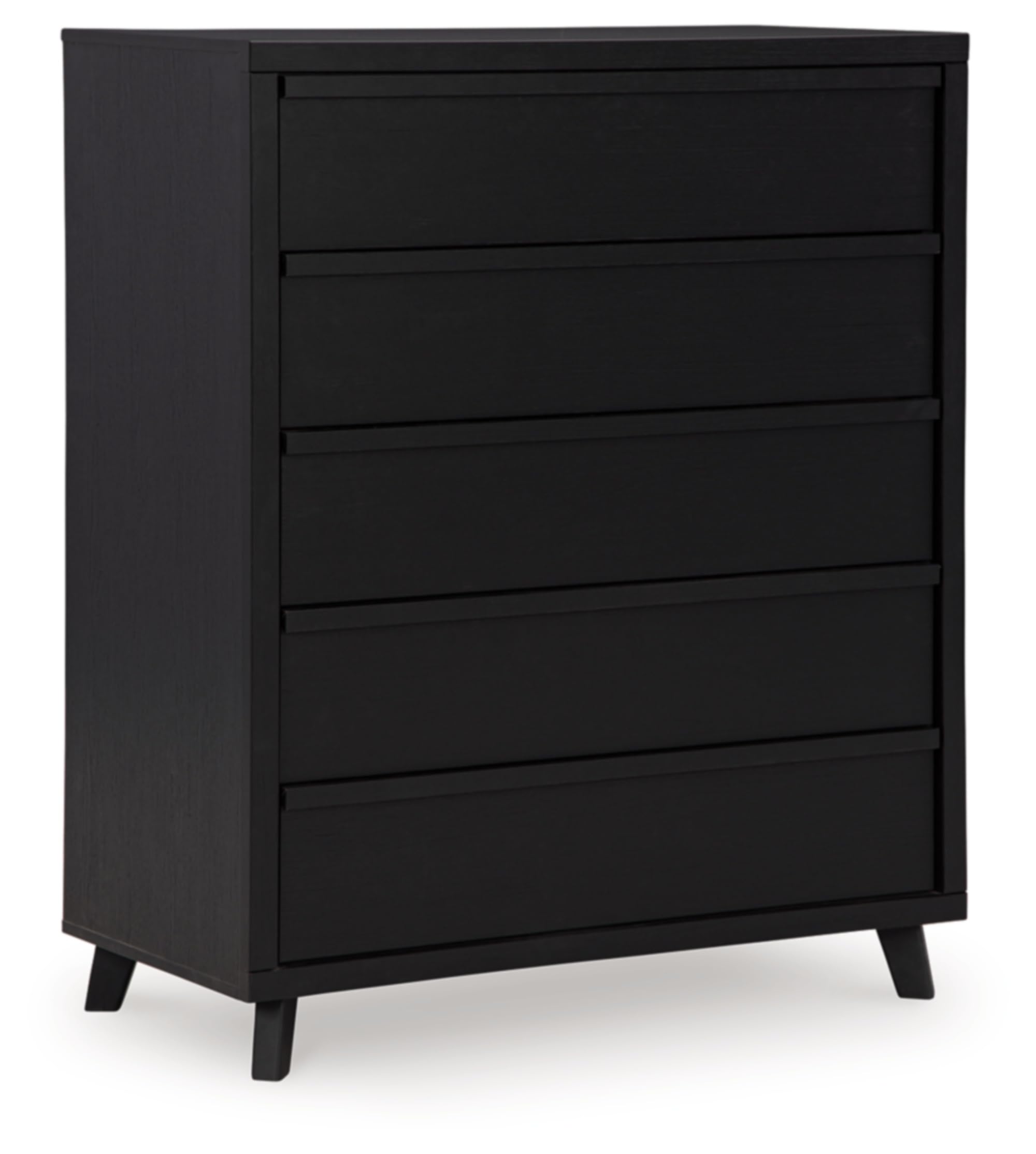 Photo 1 of [Scuffed on drawers] Signature Design by Ashley Danziar Modern 5 Drawer Wide Chest with Safety Stop, Black