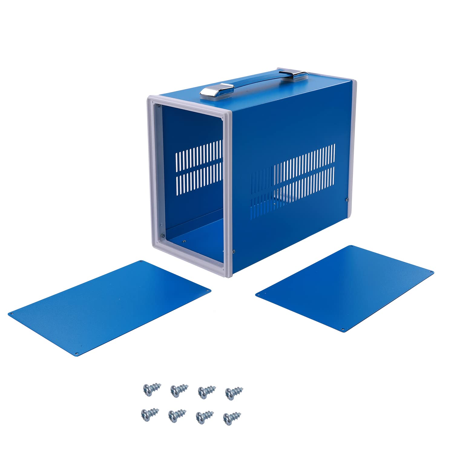 Fielect 10.63" x 5.51" x 8.28" Dustproof Electronic Junction Box Metal Enclosure Project Box for Electronic Projects Blue