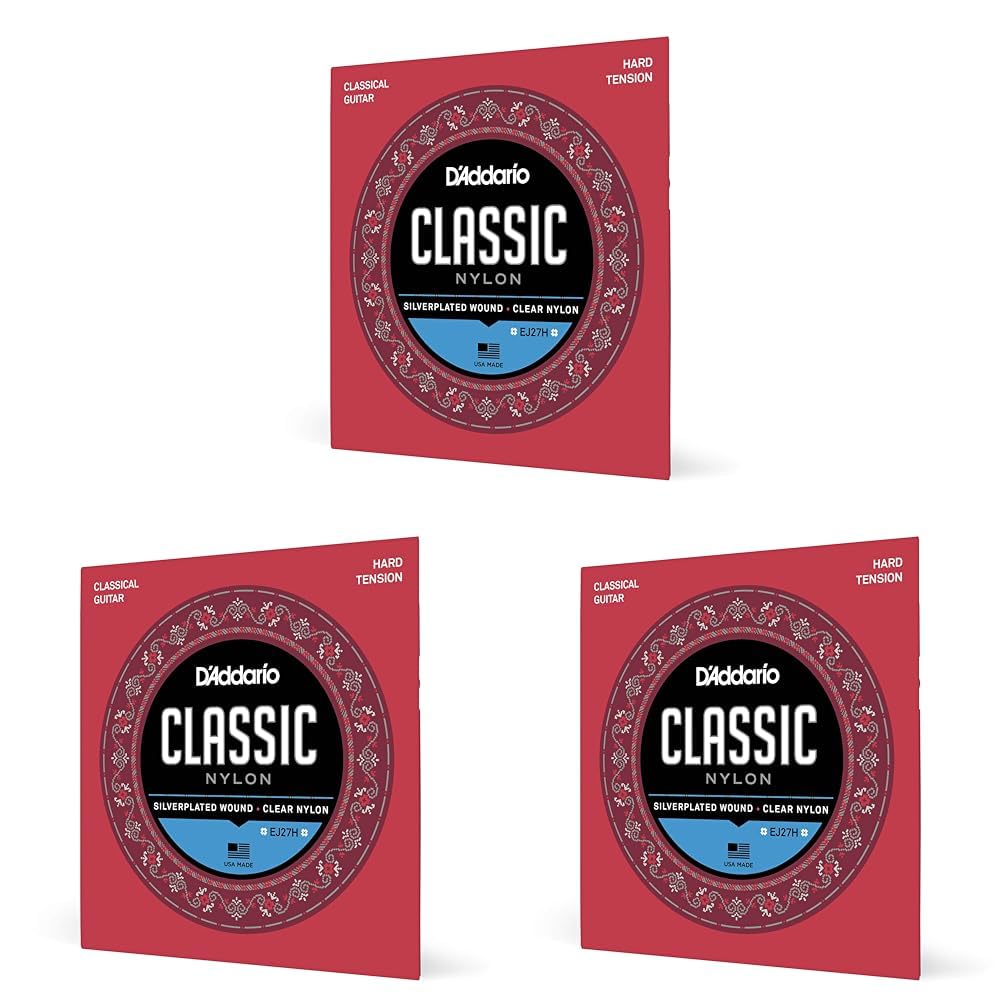D'Addario Classical Guitar Strings, White Black Red Blue, 1 - Pack (Pack of 3)
