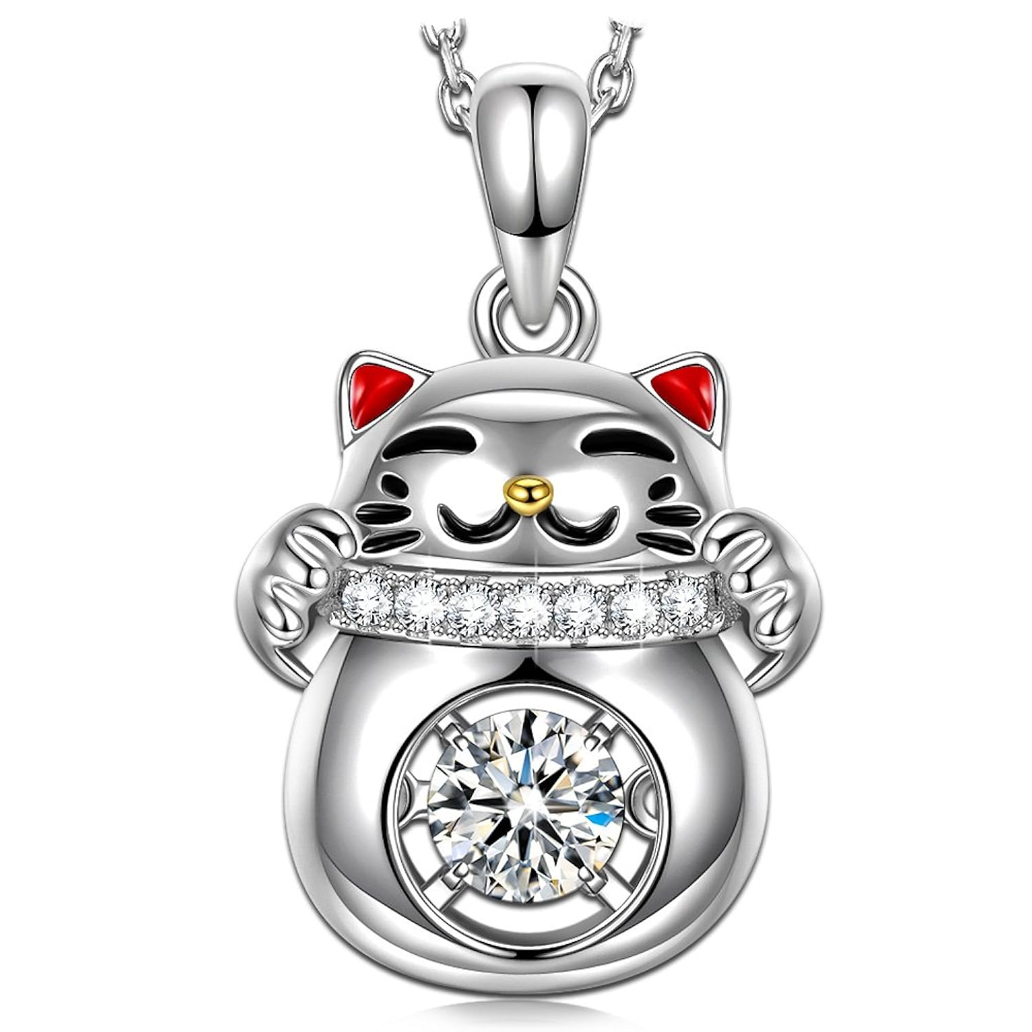 Dancing Heart Gato Suertudo Collar Mujer Plata