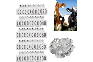 ACHICKLEAD 100PCS Cattle Ear Tags Numbered 001-100, Plastic Livestock Animal Ear Tag for Cows Goats Sheep Pigs Animal Identification Earring Tagger (White)