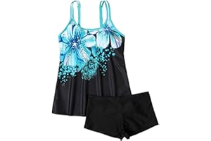 Wkishenl Tankini Swimsuits for Women 2024 Plus Size Printed Swim Suits Two Piece Bathing Suits with Shorts Athletic Swimdress