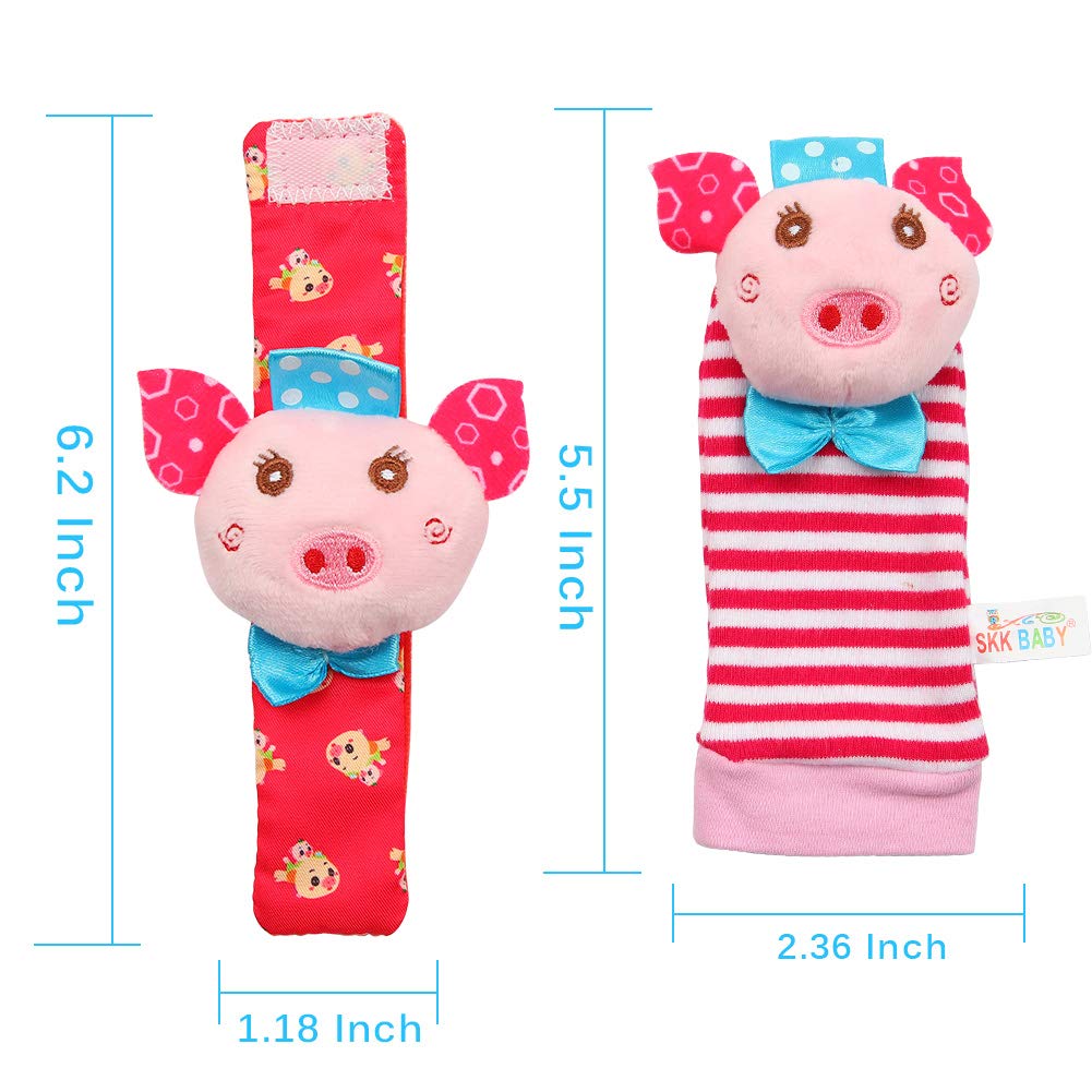 deardeer baby infant animal wrist and feet rattles