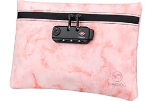 FIREDOG Smell Proof Bag with Lock, 6x9 Odor Proof Pouch Case Container for Travel Stash Storage (Marble Red)