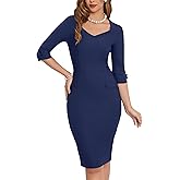 MUXXN Women's 60s Classy Sweetheart Neck Bandage Sheath Work Pencil Dress